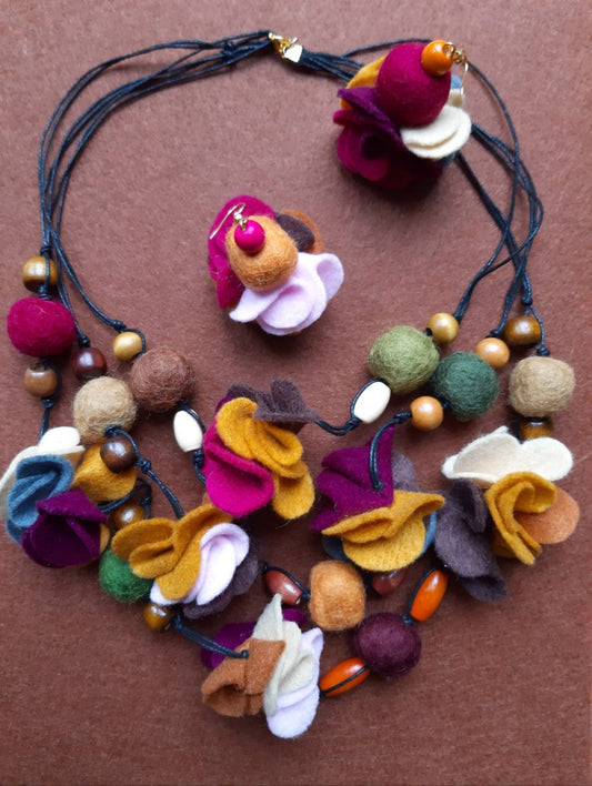 Esen - Exquisite Artisanal Felt Bead Suite – Premium Colourful Jewellery Gift - OUT OF STOCK