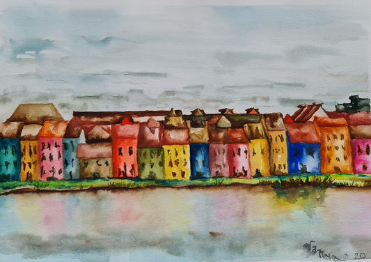 The Long Walk Galway Ireland Watercolour 1