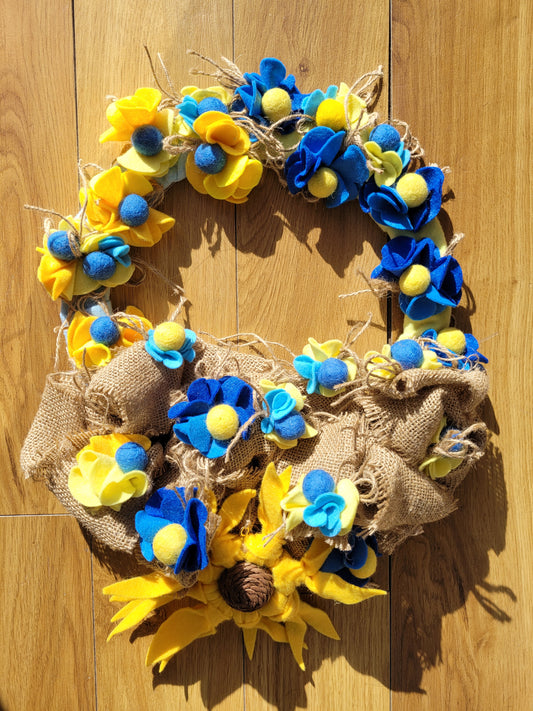 Support Ukraine Wreath for Front Door - All proceeds go to IrelandforUkraine.ie