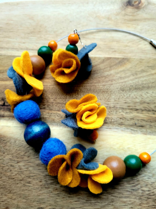 Saturday Afternoon - Wool Felt Ball Necklace And Earrings