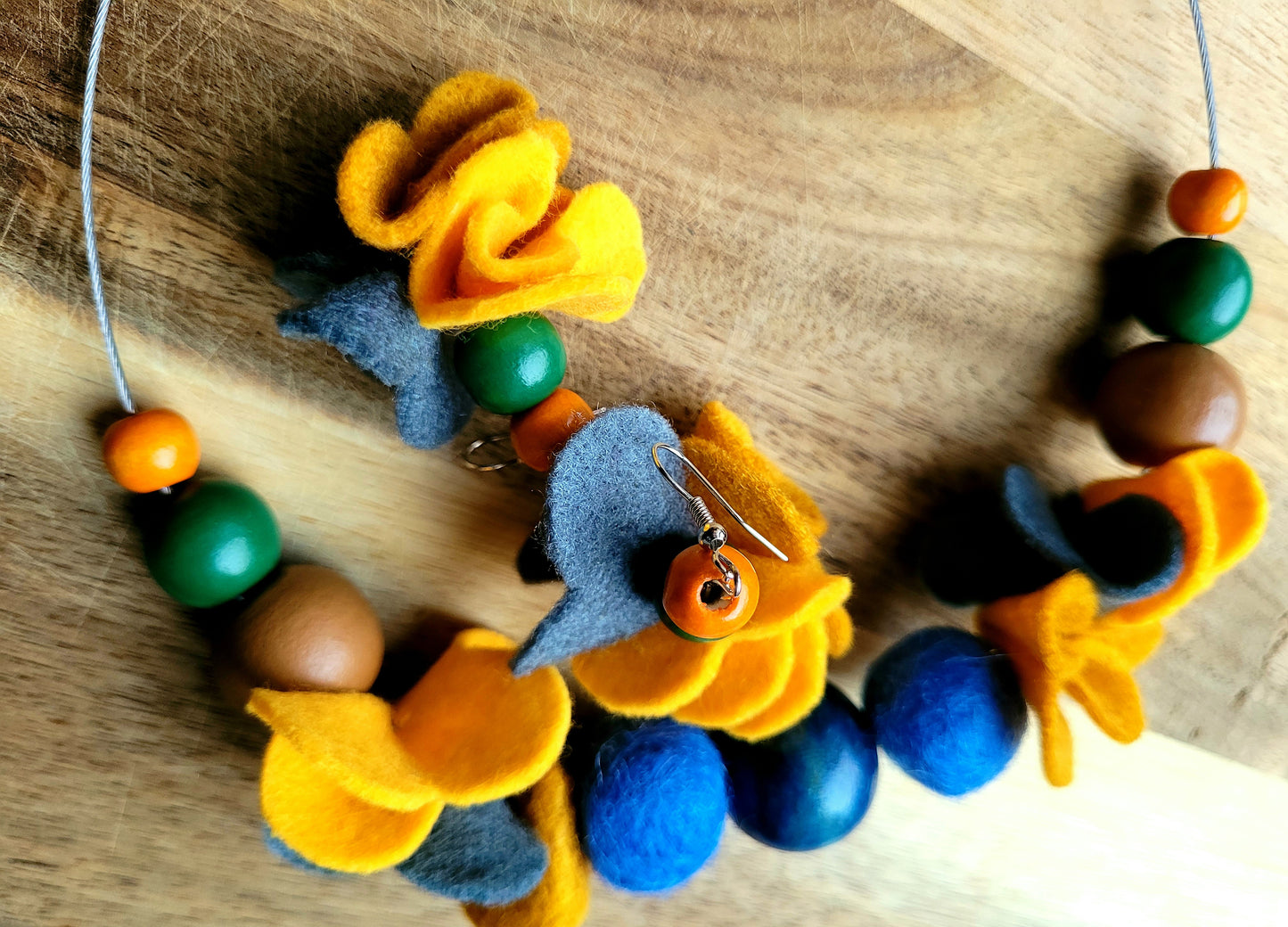 Saturday Afternoon - Wool Felt Ball Necklace And Earrings