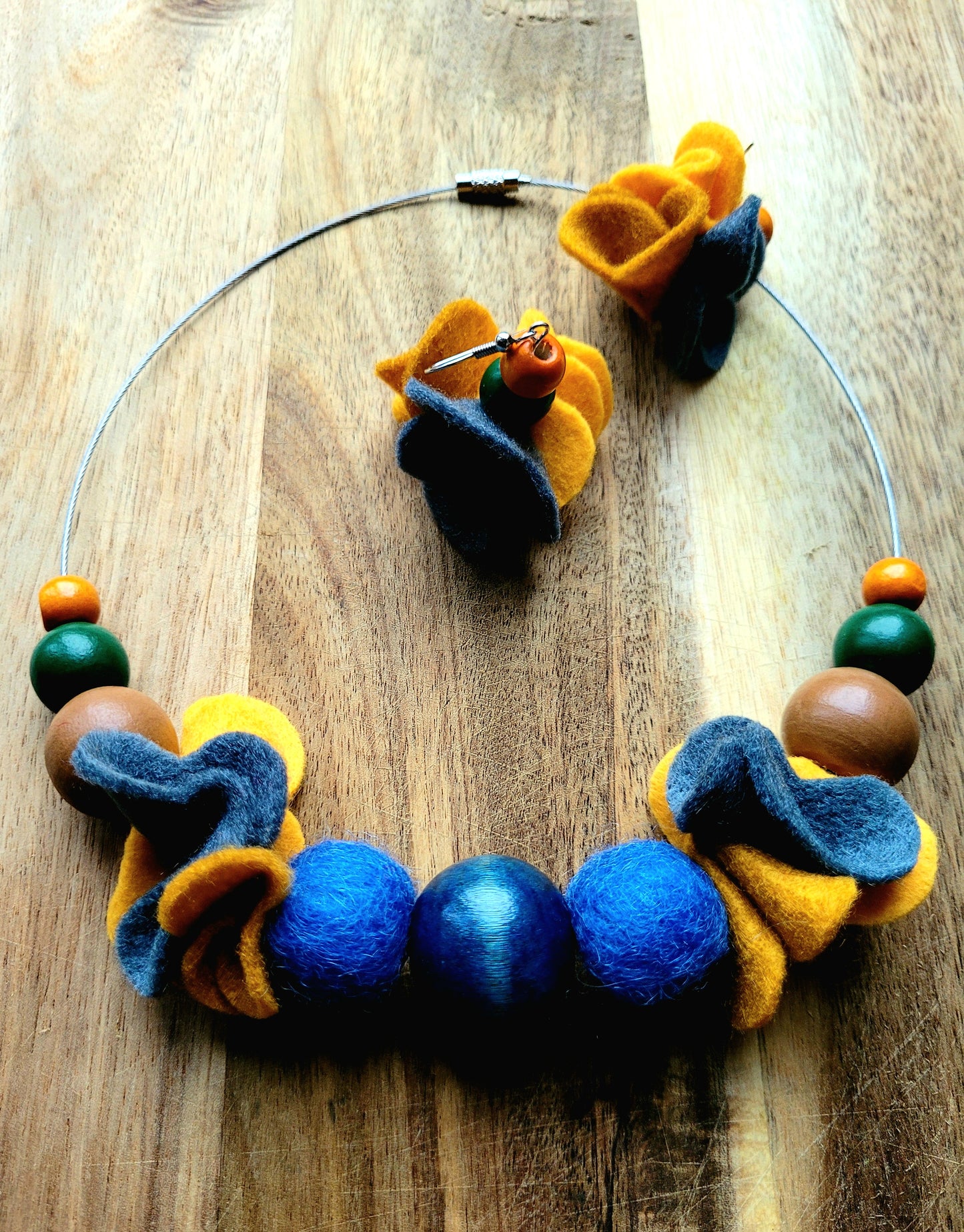 Saturday Afternoon - Wool Felt Ball Necklace And Earrings