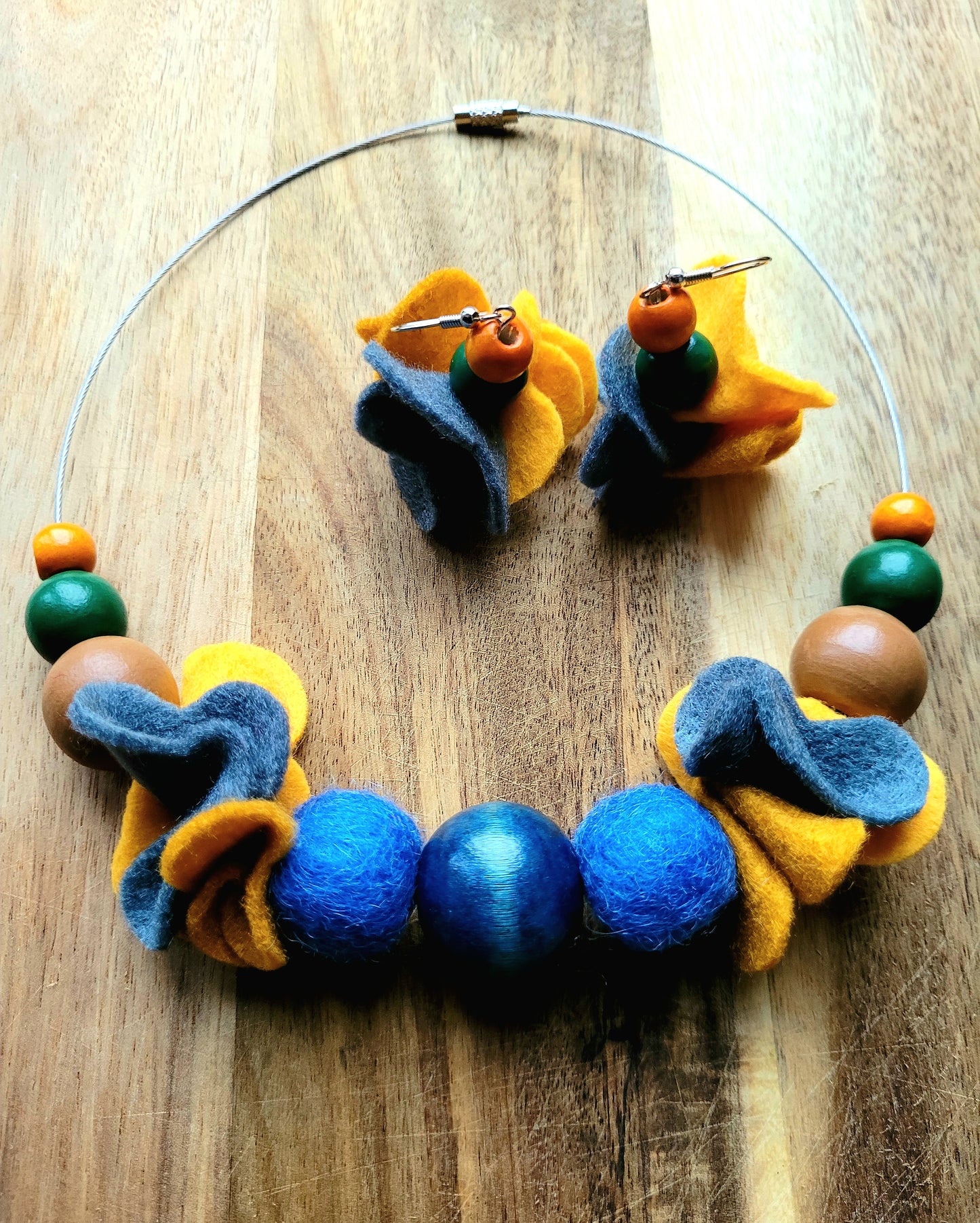 Saturday Afternoon - Wool Felt Ball Necklace And Earrings