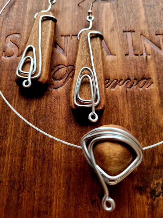 SWOOPS - Wood and Metal Jewellery Set