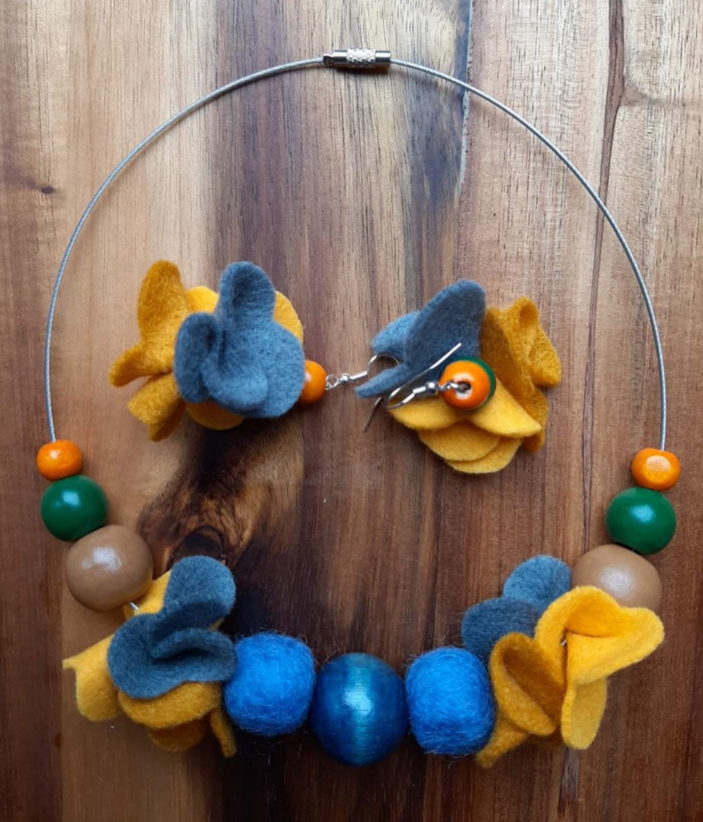 Saturday Afternoon - Wool Felt Ball Necklace And Earrings