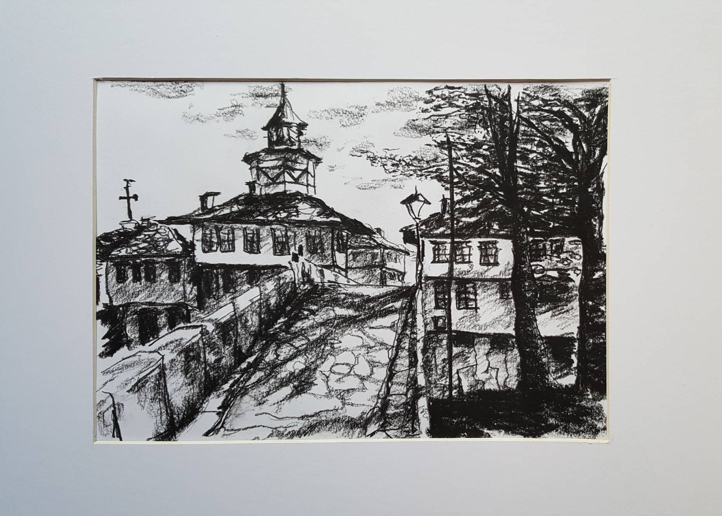 Tryavna Bulgaria 4 - Charcoal B&W Drawing - AVAILABLE TO ORDER