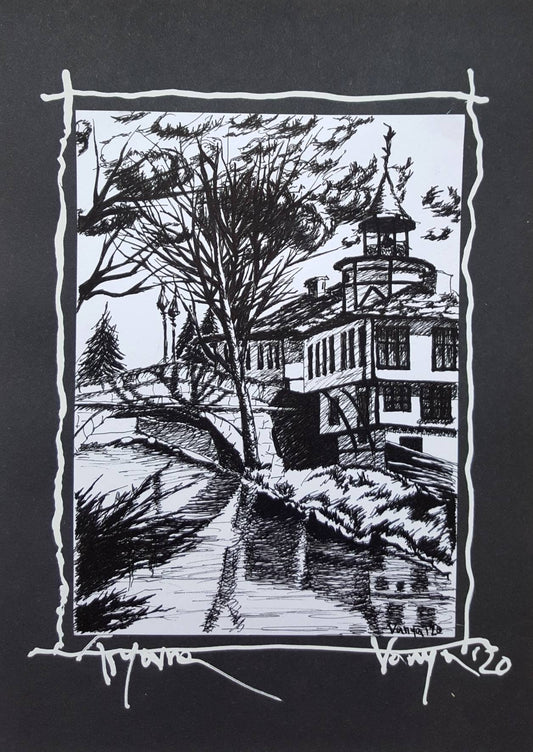 Tryavna Bulgaria 1 - Pen and Ink B&W Drawing