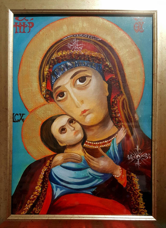 Virgin of Tenderness | The Eleusa | Ἐλεούσα | Света Богородица Умиление | Orthodox Icon Style Painting