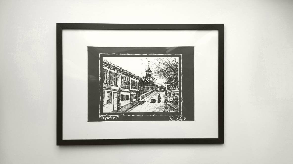 Tryavna Bulgaria 2 - Pen and Ink Original B&W Drawing