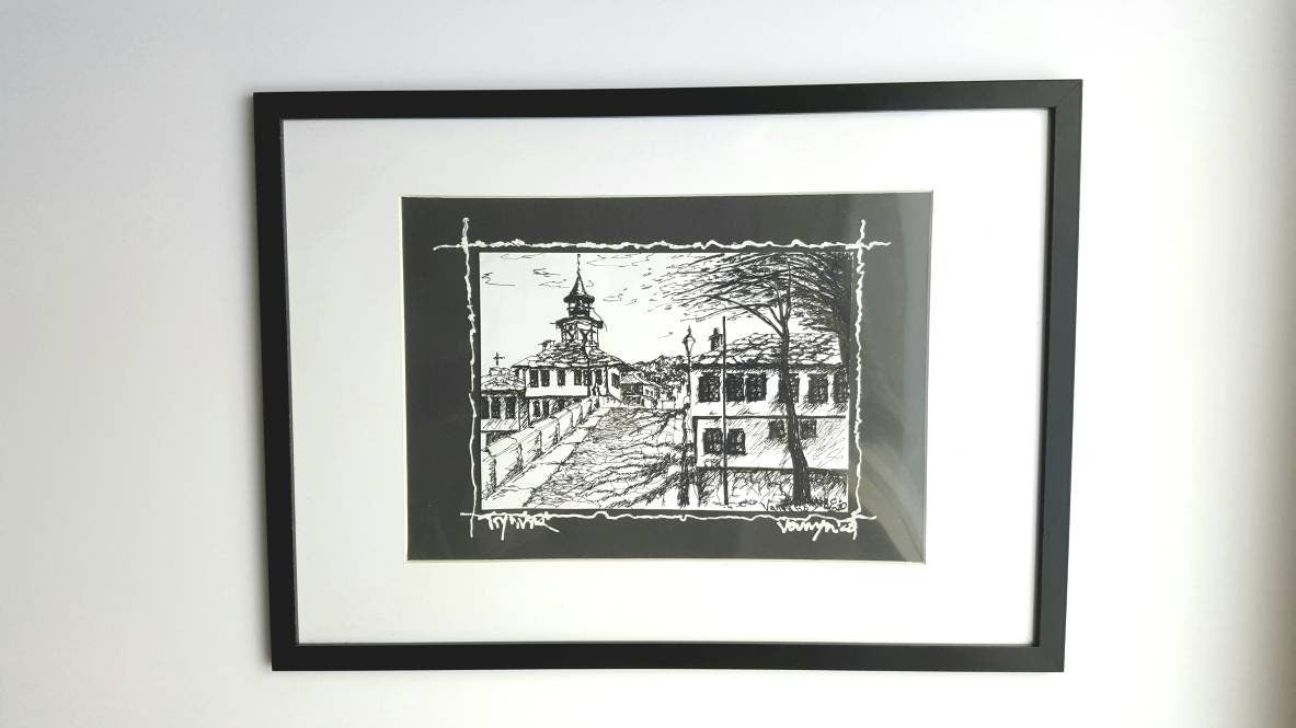 Tryavna Bulgaria 3 - Pen and Ink Original B&W Drawing